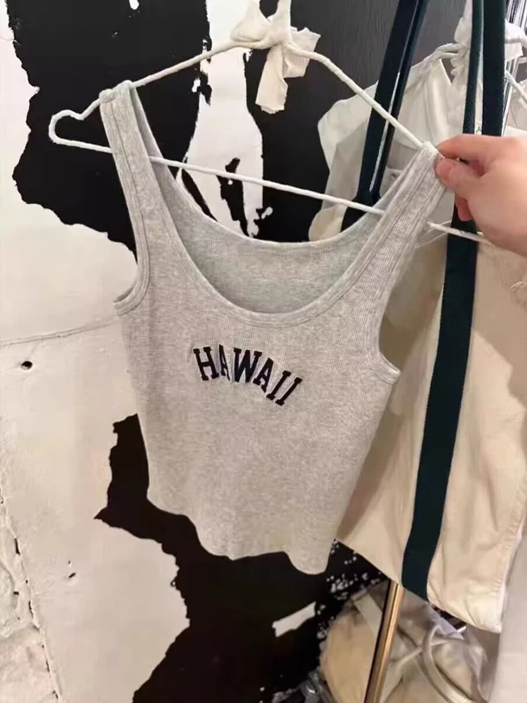 Débardeur Slim avec lettres brodées pour femme, haut court d'été sans manches, col en U, fil de vis,