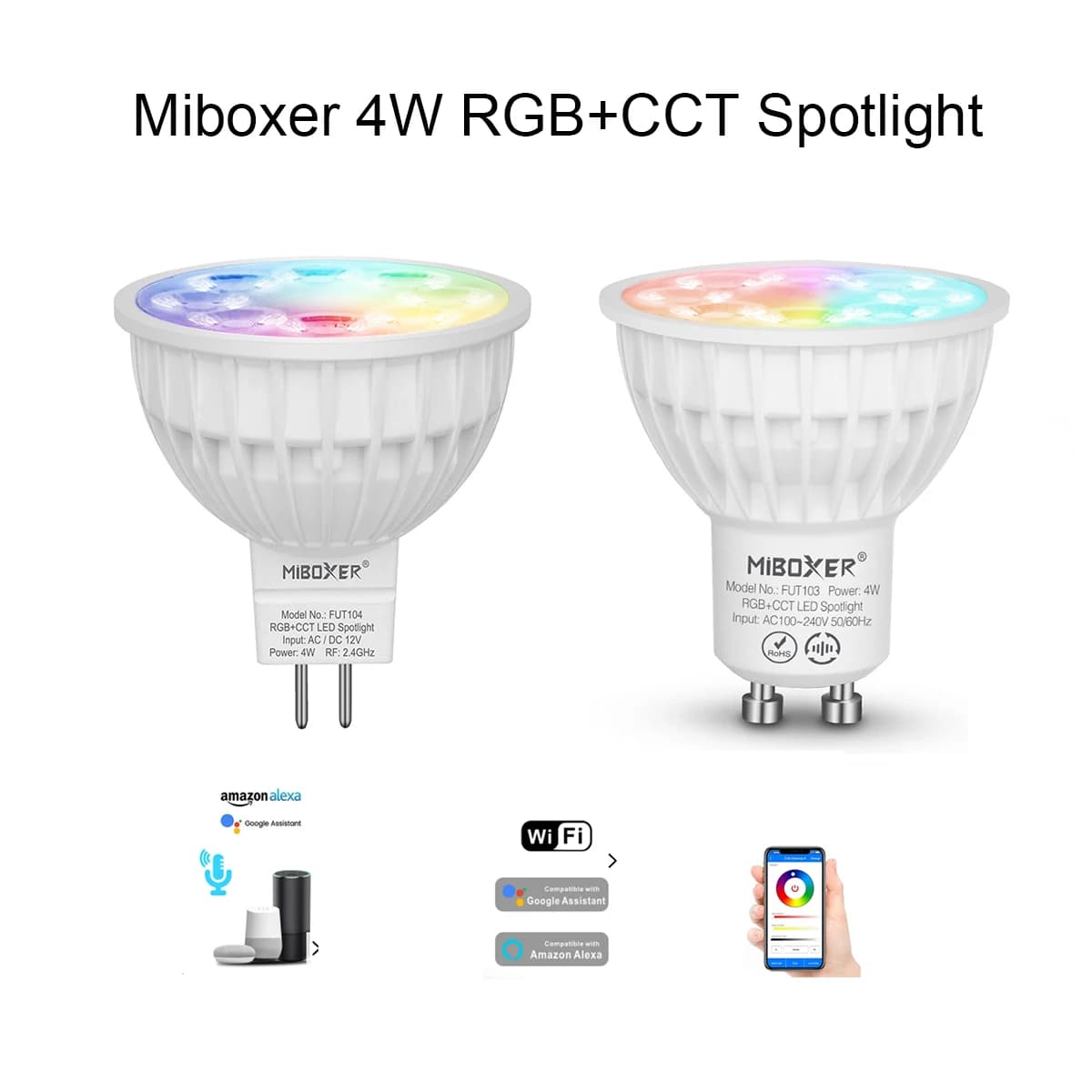 Miboxer 4W RGB CCT LED projecteur FUT103 GU10 FUT104 MR16 2.4g Wifi Dimmable plafond LED ampoule pou
