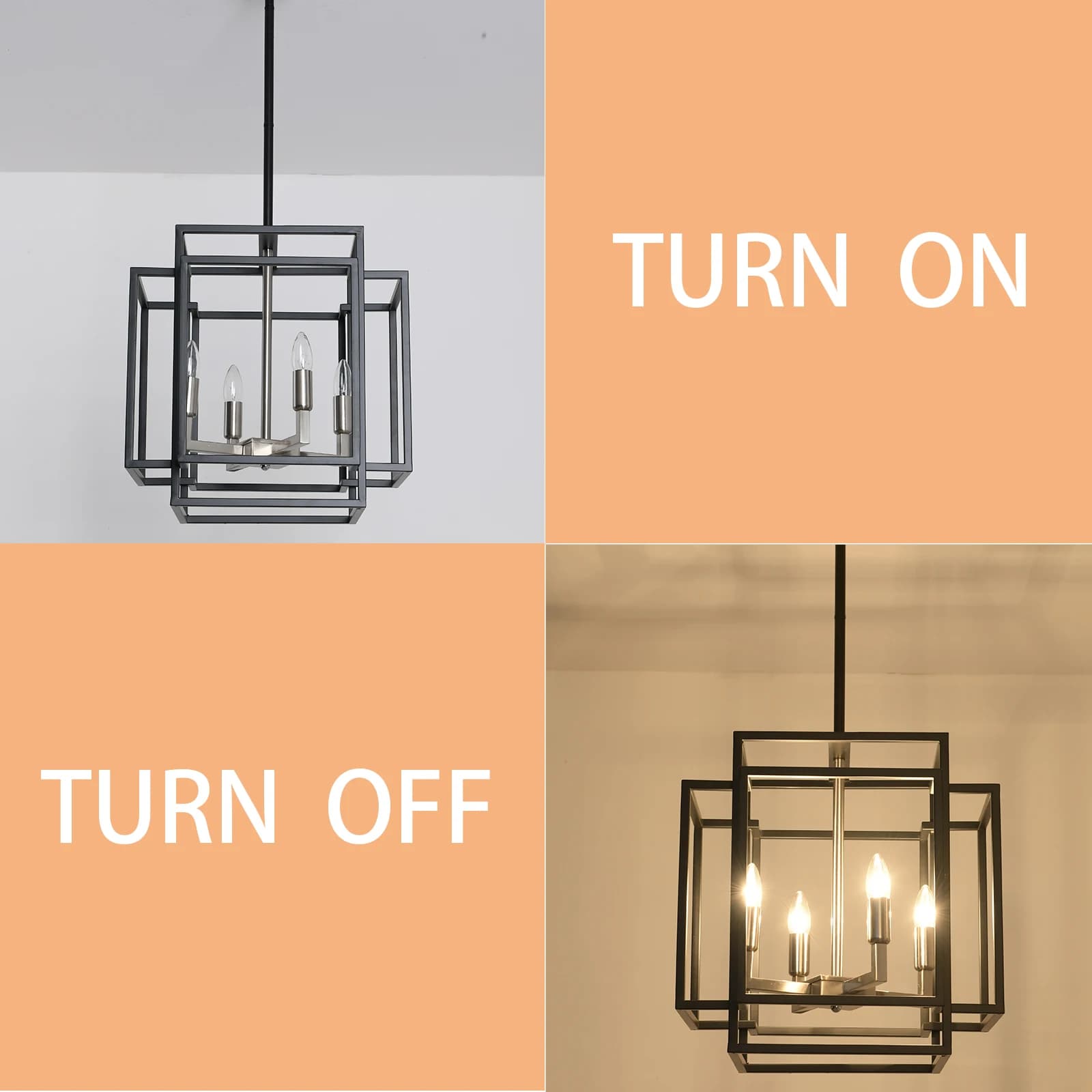 Lustre de salon industriel de style américain, luminaires suspendus, lanterne de ferme, 4 lumières, 