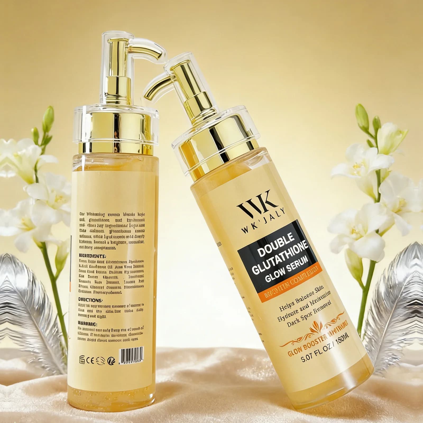 Sérum éclaircissant double glutathion WK JALY pour le visage, le corps, avec acide hyaluronique, cor