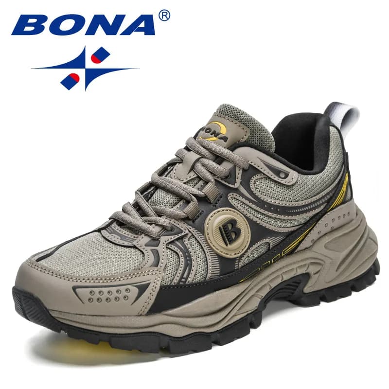 BONA nouveaux créateurs Action cuir maille chaussures de Jogging hommes respirant chaussures de cour