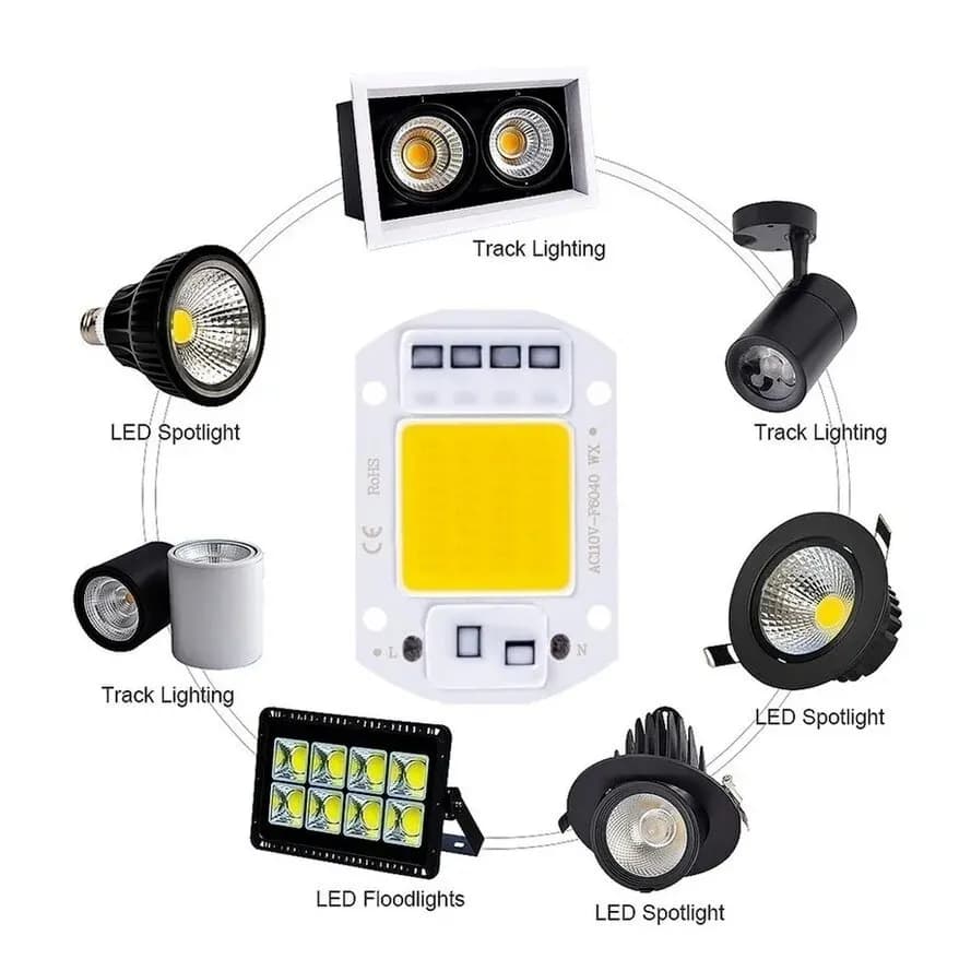 F6040 20W/30W/50W AC 220V COB Module LED puce Diodes lampe ampoule pour projecteur de mise au point 