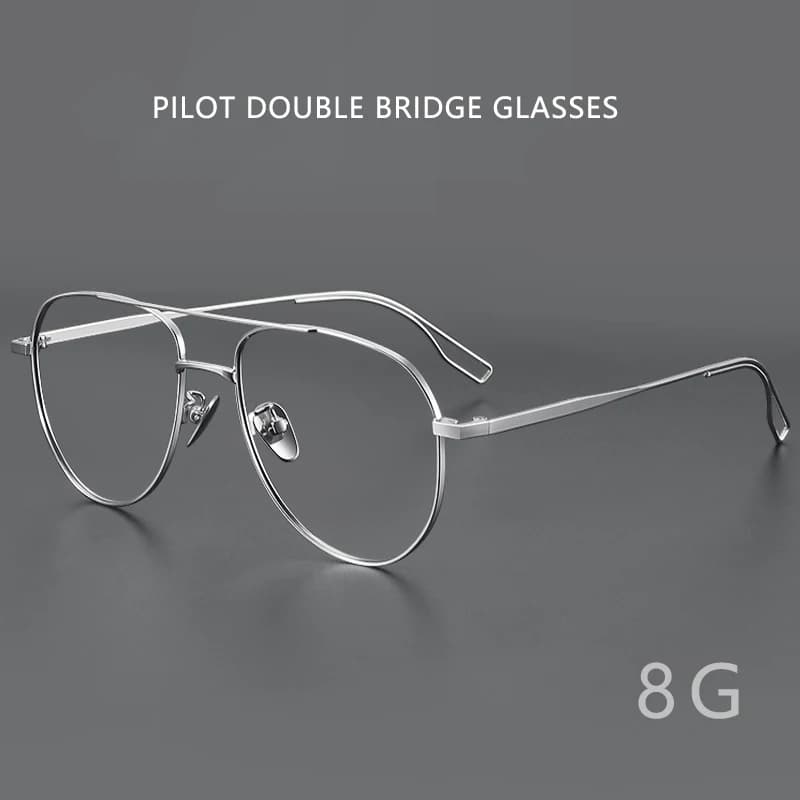 Mode rétro pilote Double pont lunettes Ultra léger pur titane lunettes optique montures de Prescript
