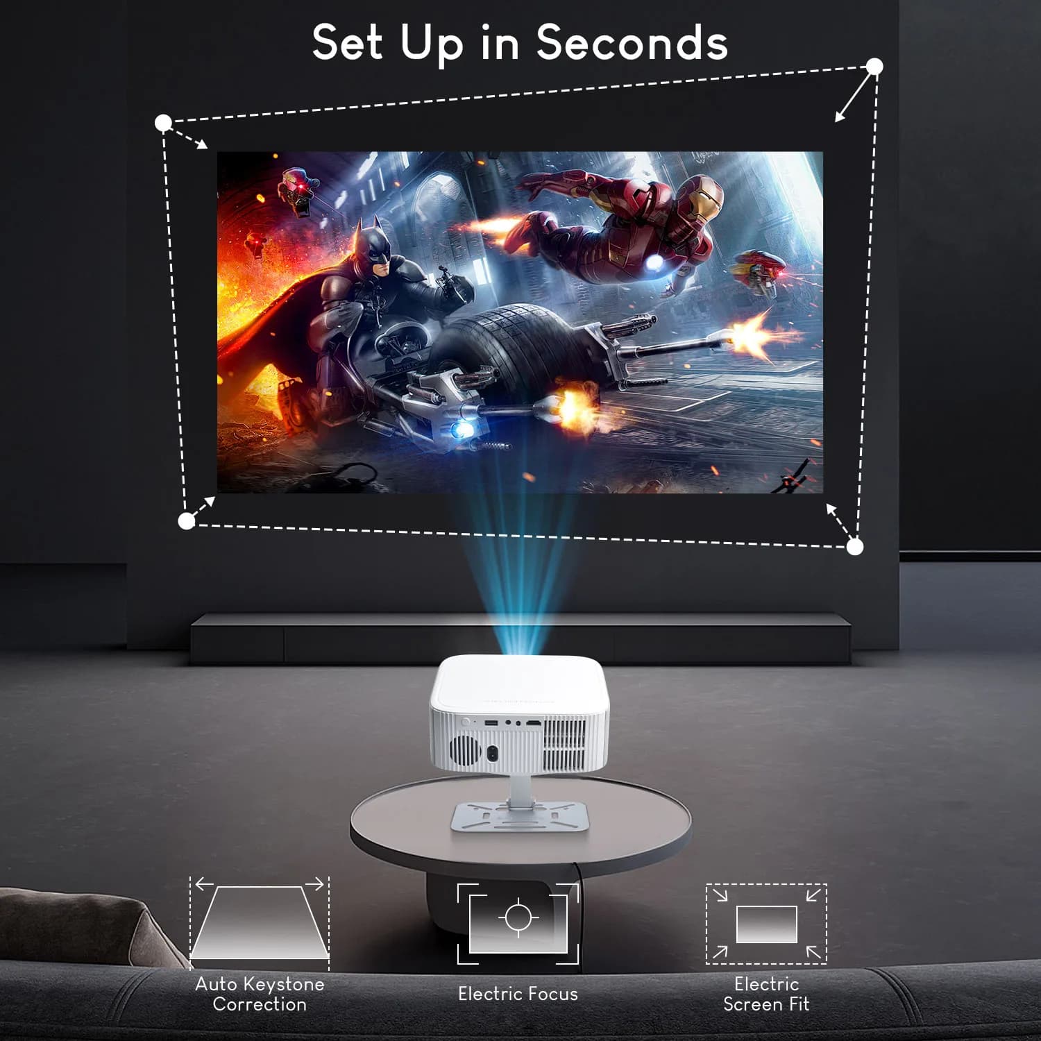 Projecteur Salange 1080P Vidéo 4K Prise en charge Android 13.0 OS Auto Keystone Focus électrique Gra