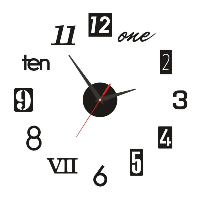 Horloge murale autocollante en chiffres romains, miroir acrylique, horloges à quartz, montre bricola