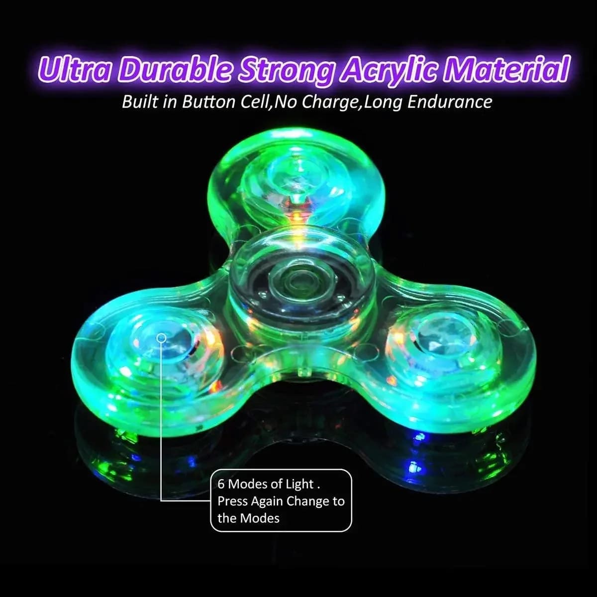 Fidget Spinner lumineux à lumière LED, briller dans la nuit, EDC Figet Spiner, jouets anti-Stress po