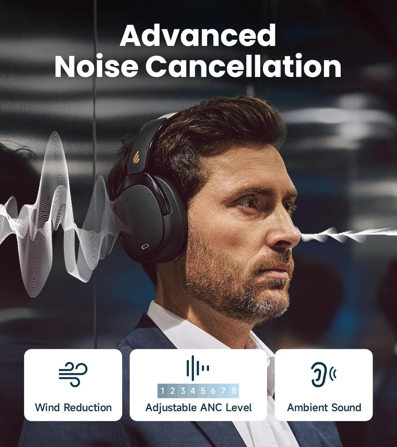Casque sans fil à réduction de bruit active Edifier WH950NB, Bluetooth 5.4, Hi-Res Wireless, 80 heur