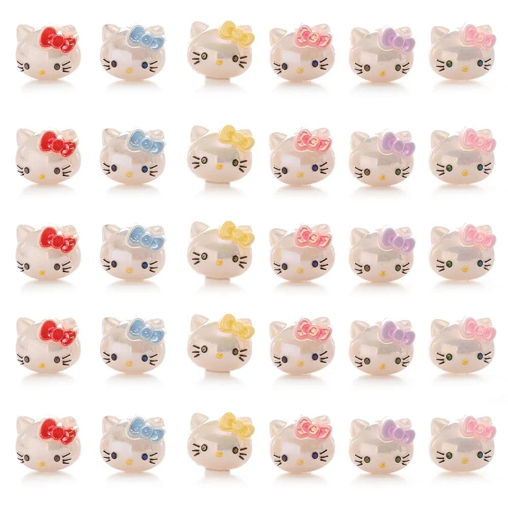 10 pièces mélange aléatoire de perles en résine Hello Kitty tête Focus perle pour bébé dentition suc