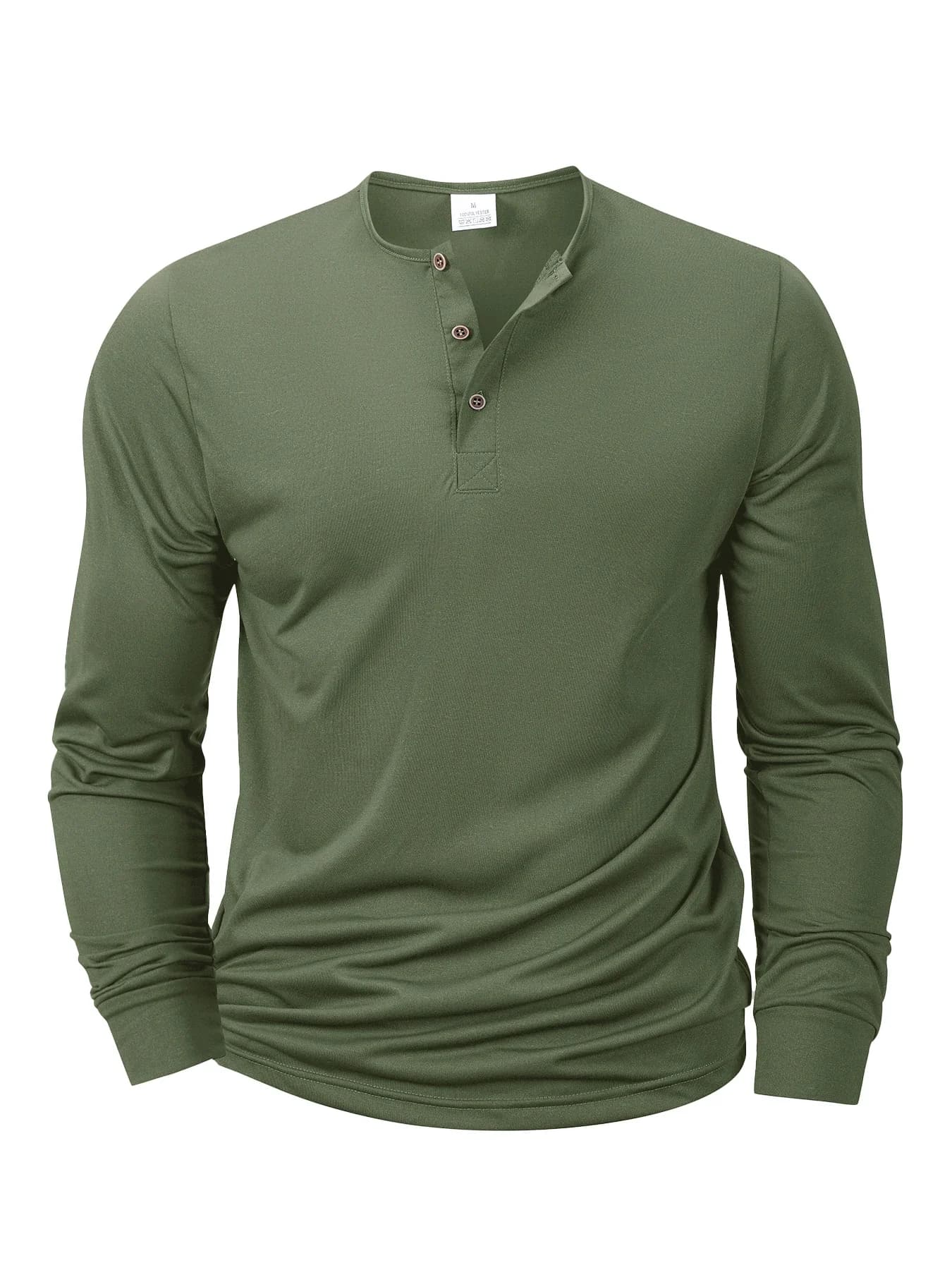 Nouveaux hommes Henley T-shirts à manches longues basique décontracté col de bande T-shirts conforta