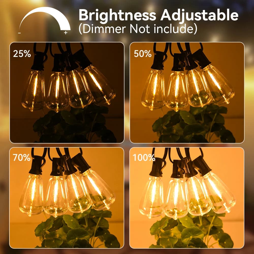 Guirlande lumineuse LED ST38 24M/15M, guirlande lumineuse extérieure pour jardin, café, mariage, rue