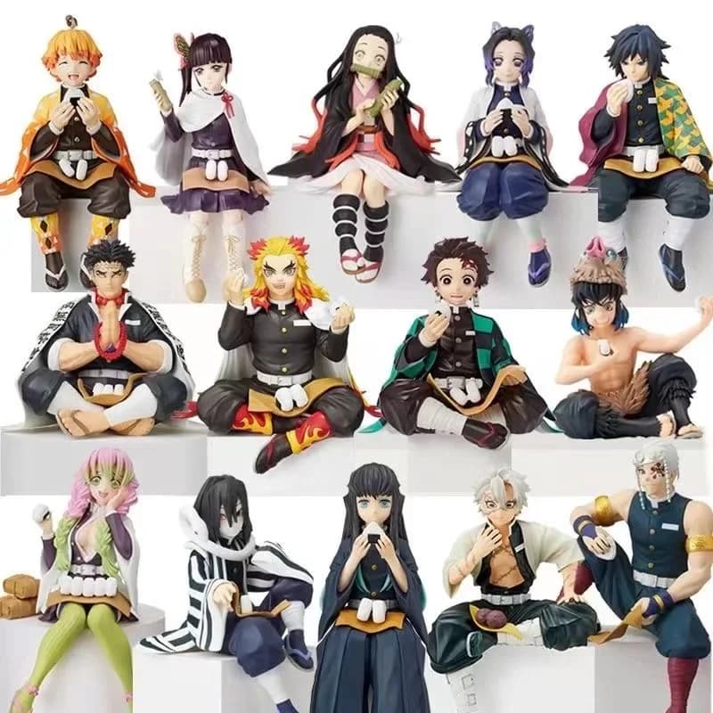 Figurines d'action Demon Slayer : Tanjirou, Tomioka Giyuu, Zenitsu, Kochou Nezuko – Figurines de col