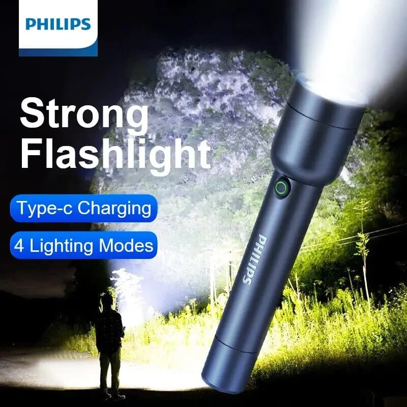 Collection AliExpress Philips-Lampe de poche LED étanche avec USB 18650, batterie aste, 4 modes d'éc