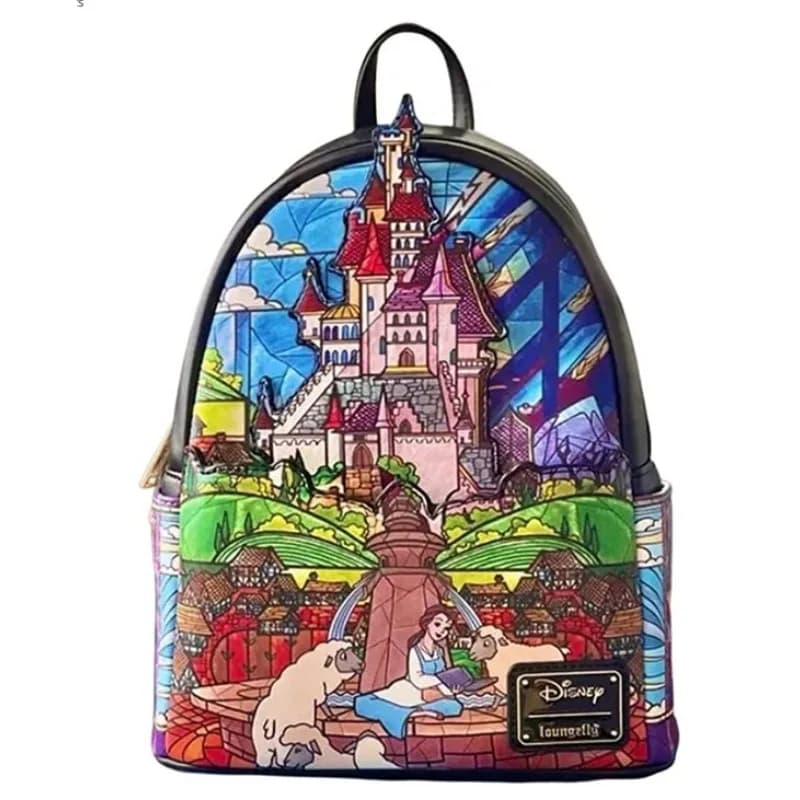 Sacs à dos Loungefly, série Princess Castle, Belle, sacs à bandoulière à double sangle pour femmes, 