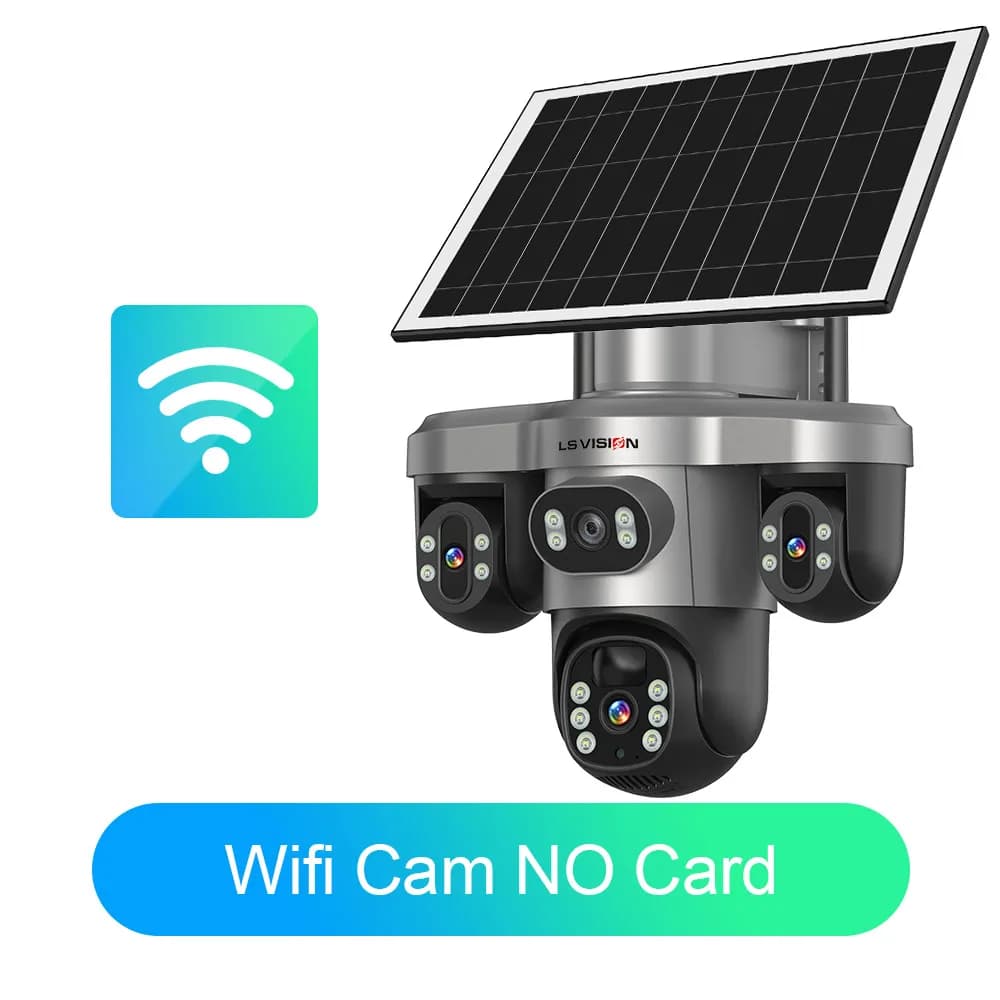 LS VISION – caméra solaire de sécurité extérieure, objectif Multiple, 3 écrans Wifi, moniteur panora