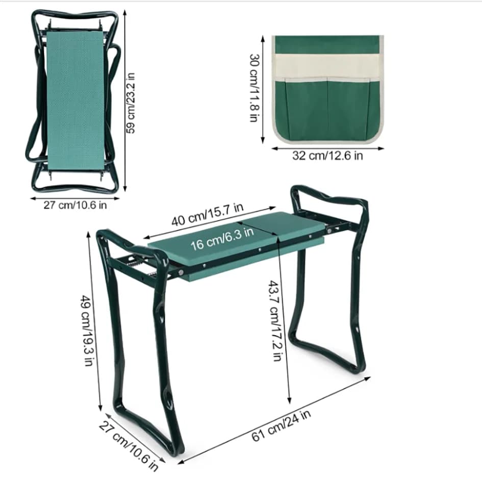 Genouillère et siège de jardin pliants améliorés, banc de jardin pliant amélioré, portable avec olig