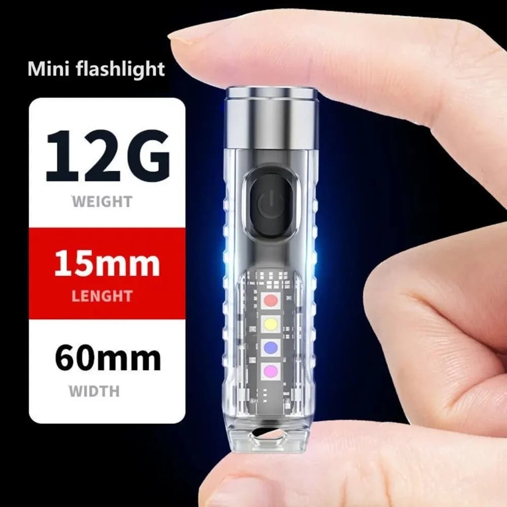 Mini lampe de poche porte-clés rechargeable, 1 pièce, avec 10 modes et base magnétique, idéale pour 