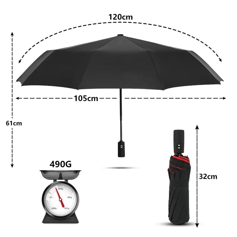 Parapluie Double couche résistant au vent, entièrement automatique, pour hommes et femmes, 10K, fort