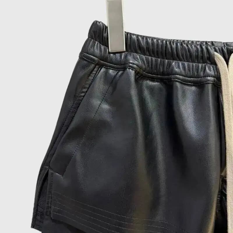 HKSH été nouvelles femmes Style foncé Shorts en cuir PU cordon taille élastique mode Punk Streetwear