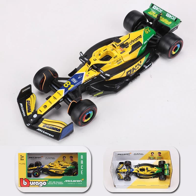 Bburago 1:43 2024 McLaren MCL38 F1 voiture de course NO.81 modèle de voiture en alliage