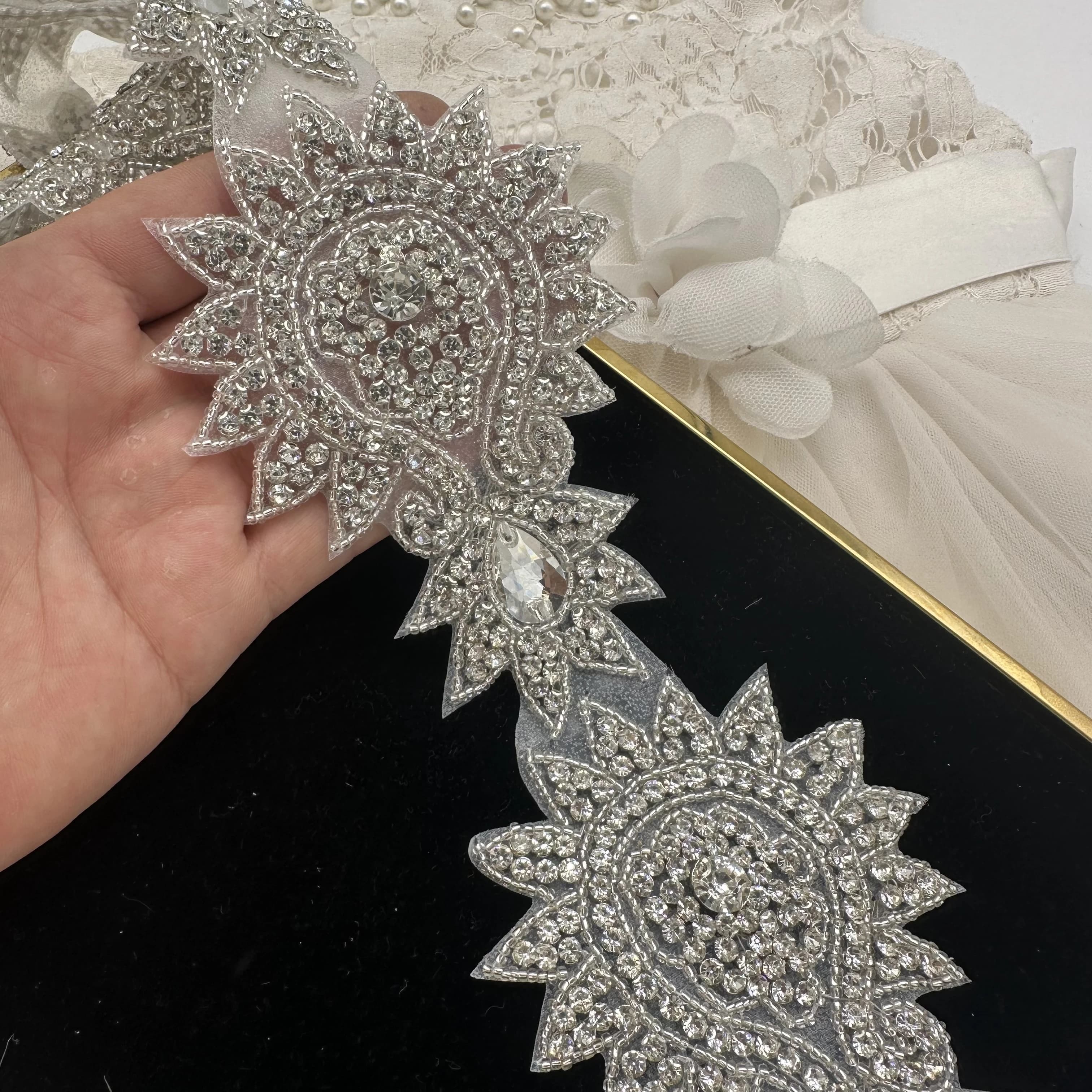 Perles en verre cristal artificiel SilverAB, accessoires de vêtements DIY avec film thermocollant à 