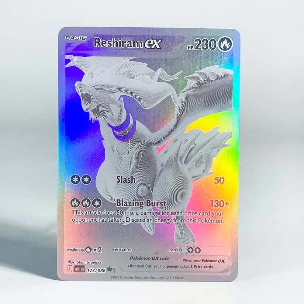 Carte de Collection Pokemon ancienne Mew, cartes de dessin animé classiques limitées Zekrom Reshiram