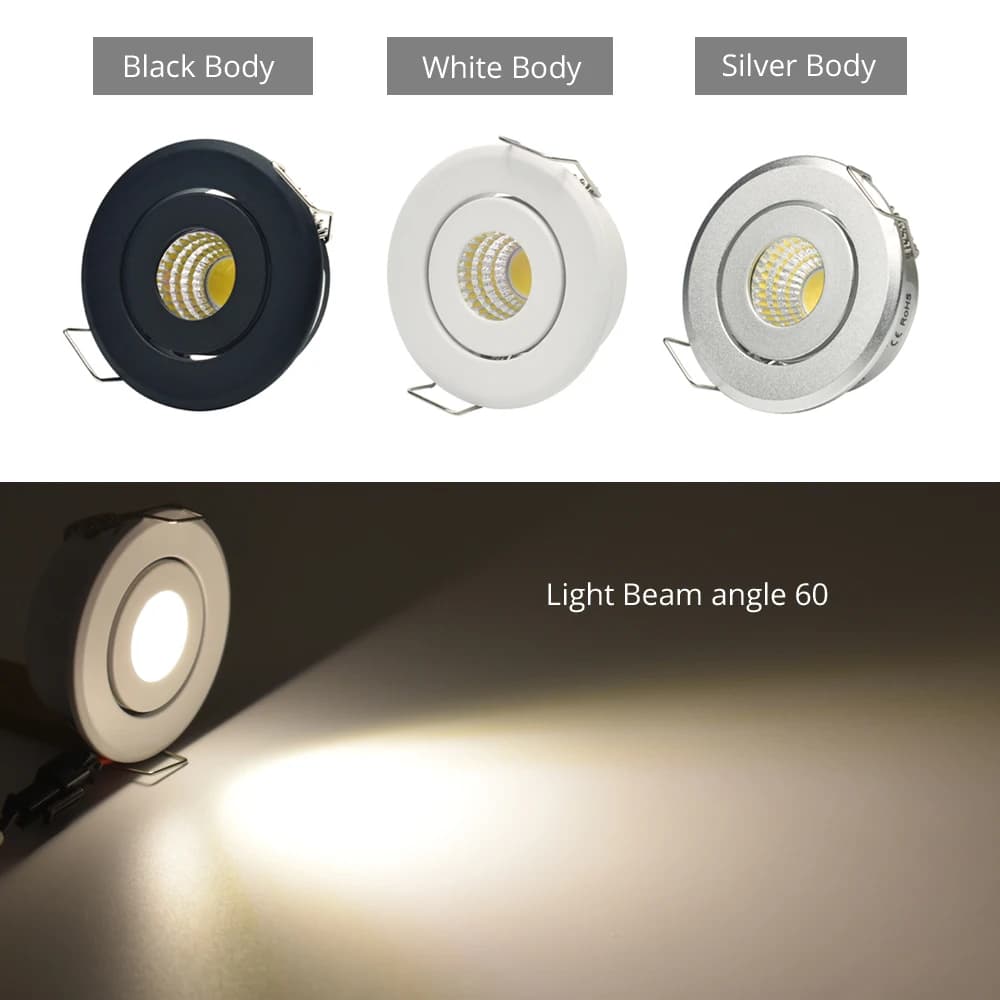 Mini LED Downlight plafonnier COB 3W bricolage ciel étoilé armoire lumières coupé maison 40-45mm AC8