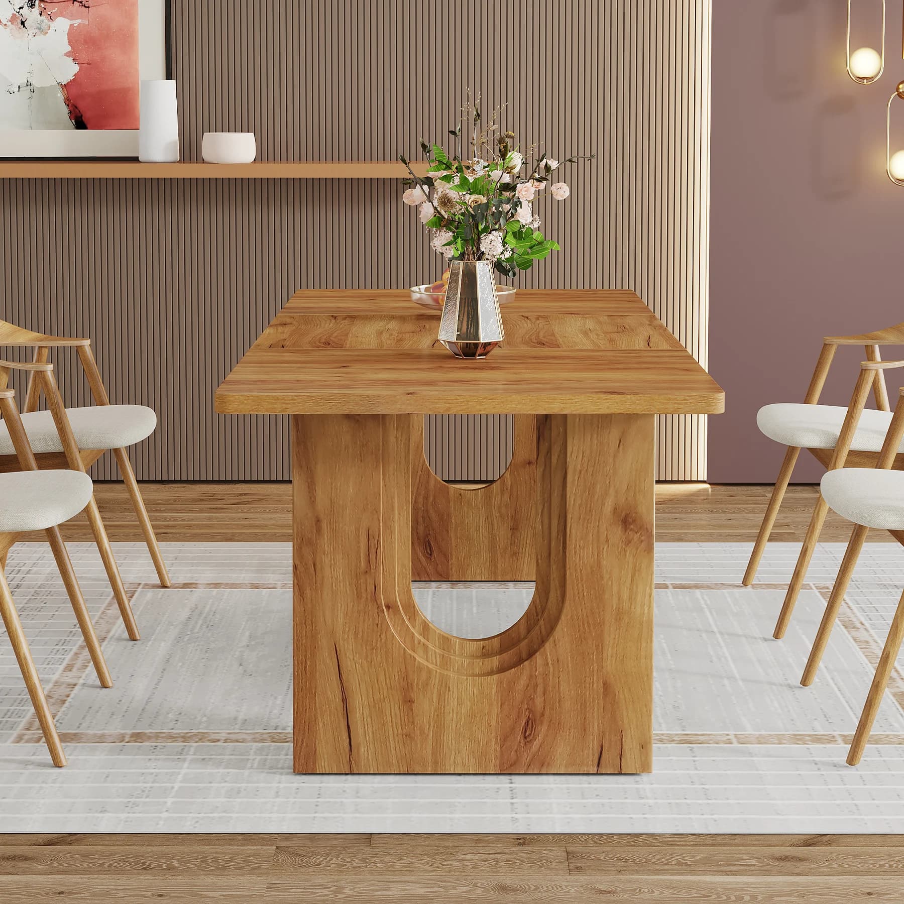 Tribesigns Table à manger moderne pour 6 à 8 personnes, grande table à manger de cuisine de 71 po av