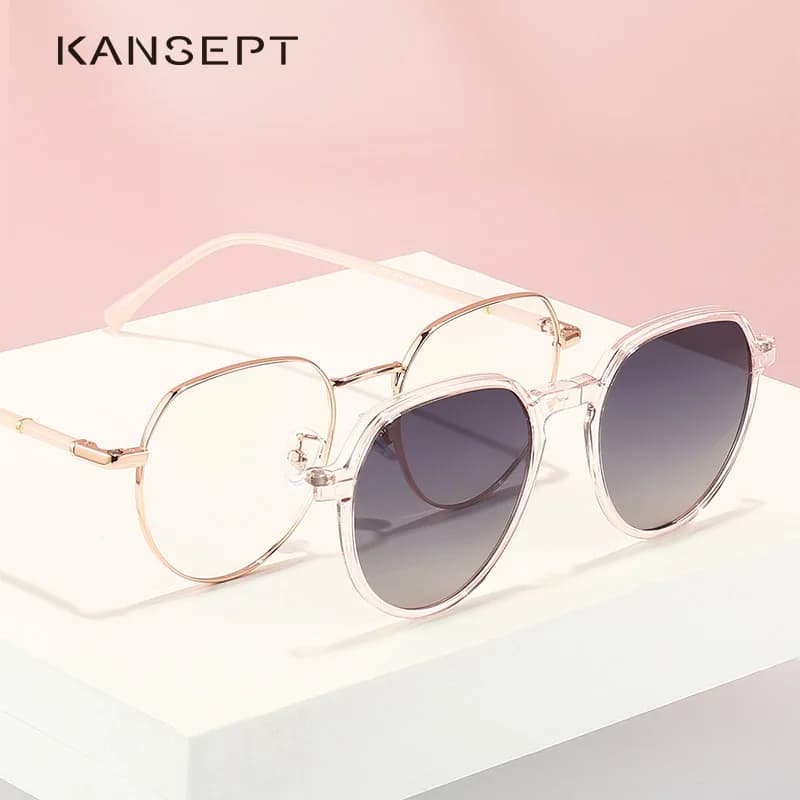 KANSEPT métal oeil de chat lunettes de soleil femmes 2022 pince magnétique couverture Vintage optiqu