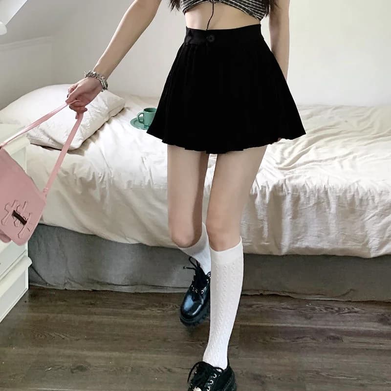Short taille haute pour femme, plis solides, tout match, mode esthétique populaire, style coréen, ch