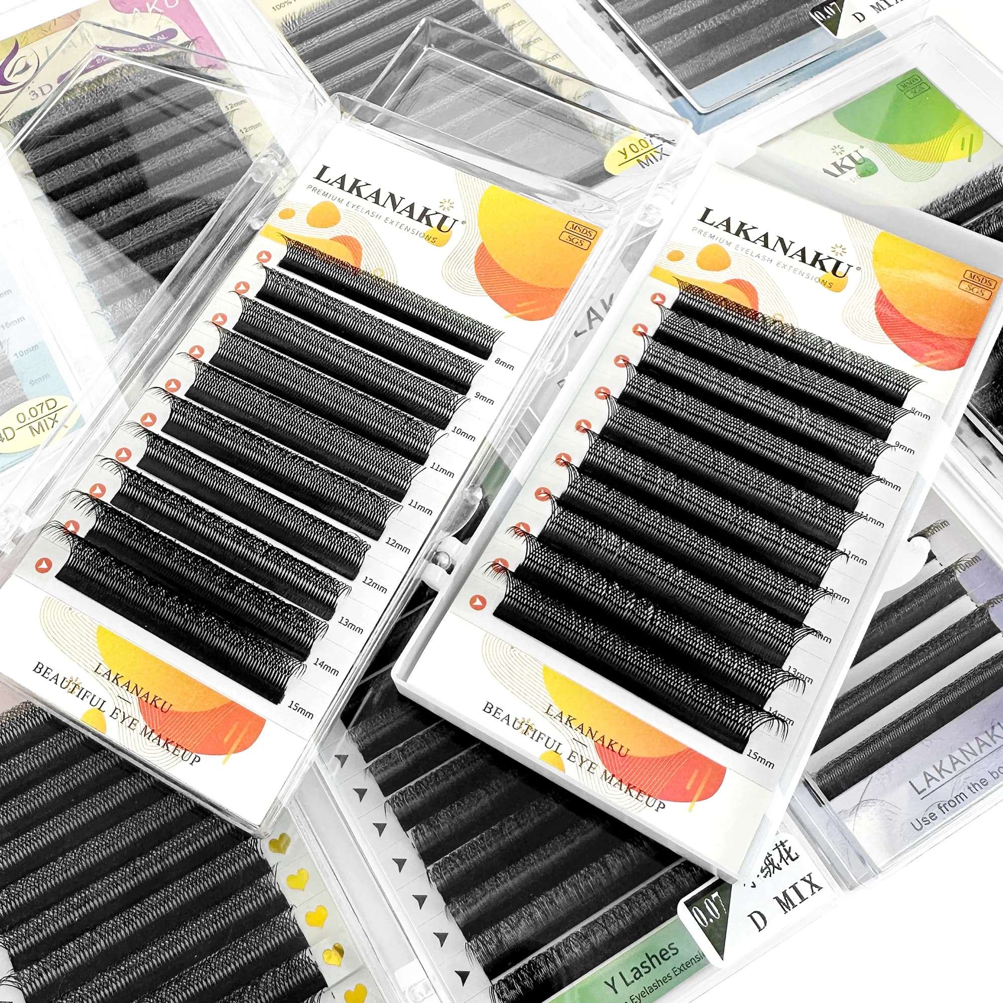 LAKANAKU 6 plateaux 6D W en forme d'extensions de cils Volume Egipcio complet Cilios naturel Fio 6w 