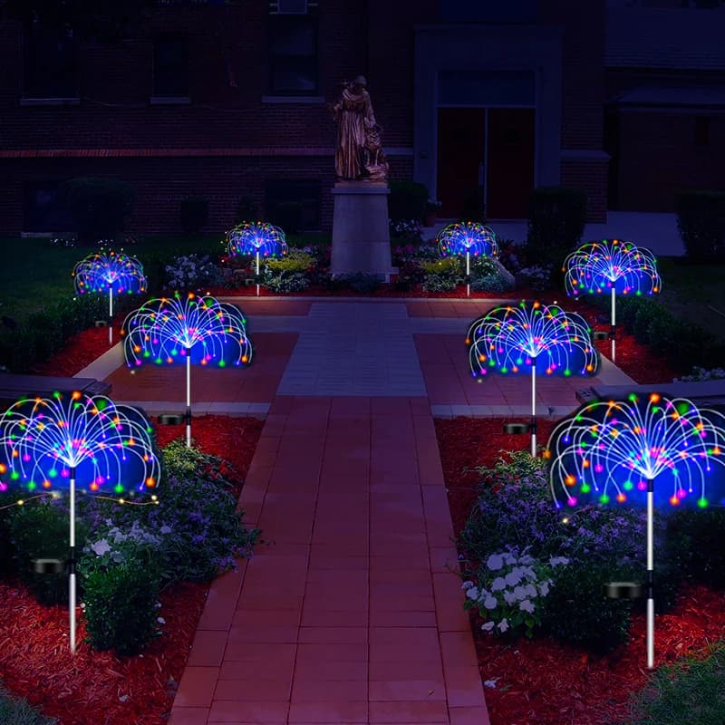 Solaire LED feu d'artifice fée lumières extérieur étanche décoration de jardin pelouse voie lampe so
