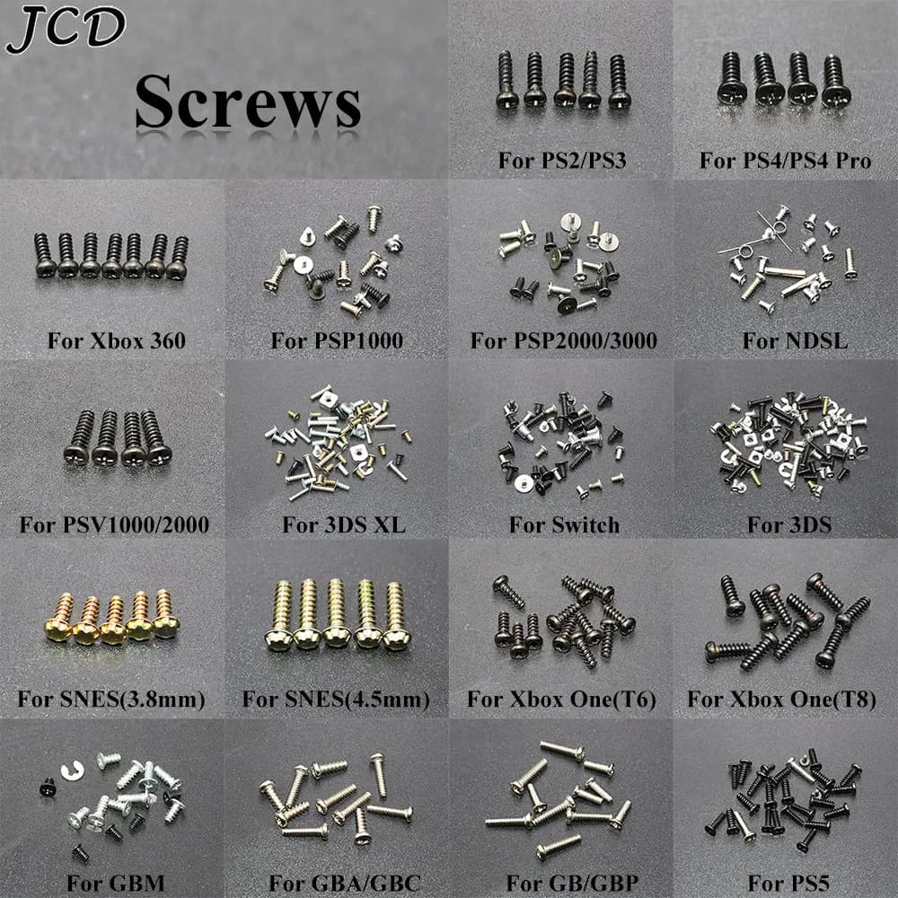 JCD vis de remplacement pour PS2 PS3 PS4 Pro PS5 XBOX 360 XBOX ONE PSP1000 2000 3000 3DS XL SNES NDS