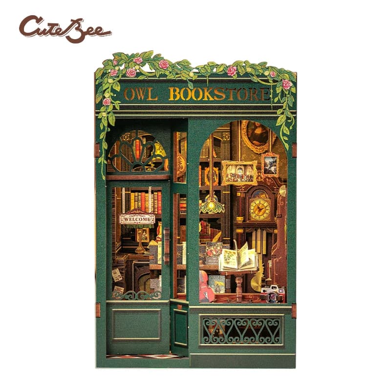 CUTEBEE Kit de construction de niche à livres 3D en bois, puzzle DIY, modèle d'insertion pour porte-
