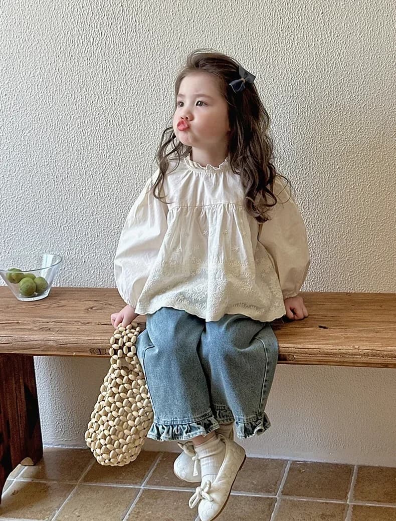 Jean à Jambes Larges en Dentelle pour Fille, Pantalon Décontracté, Doux et Adorable, à la Mode, Nouv