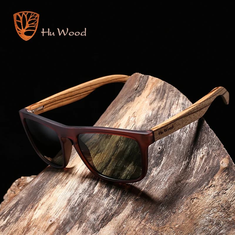 HU WOOD lunettes de soleil pour hommes bois de zèbre lunettes de soleil polarisées lentilles rectang