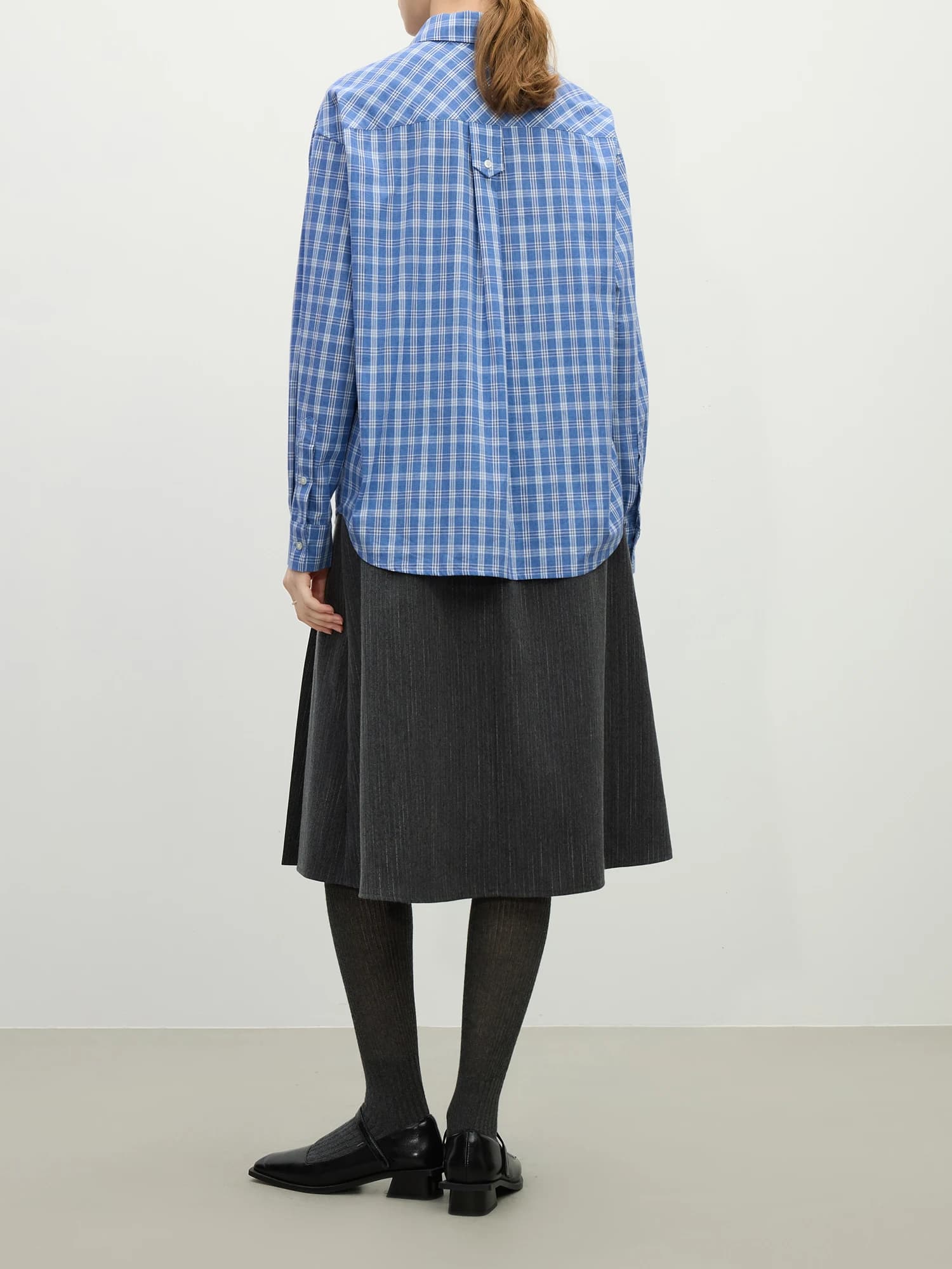 FSLE-Chemise à carreaux bleue à manches longues pour femme, nouveau design, style coréen, streetwear