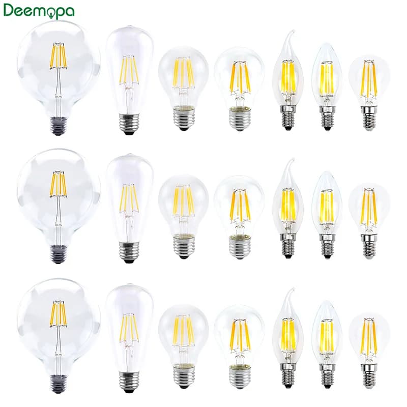 Ampoule à Filament LED E27 rétro Edison lampe 220V 2W 4W 6W 8W E14 Vintage bougie Globe lustre éclai