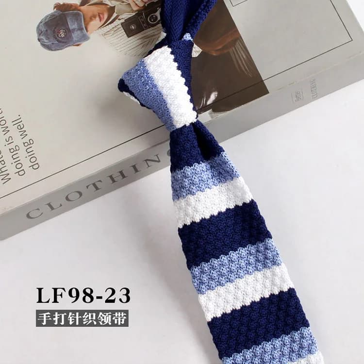 Cravates en tricot rayées pour hommes, cravate étroite rétro en tricot, style coréen, cravate décont
