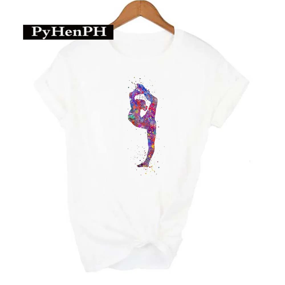 Gymnasta danseur T-shirt mode gymnaste artistique gymnastique imprimé T-shirt pour femmes Parent-enf