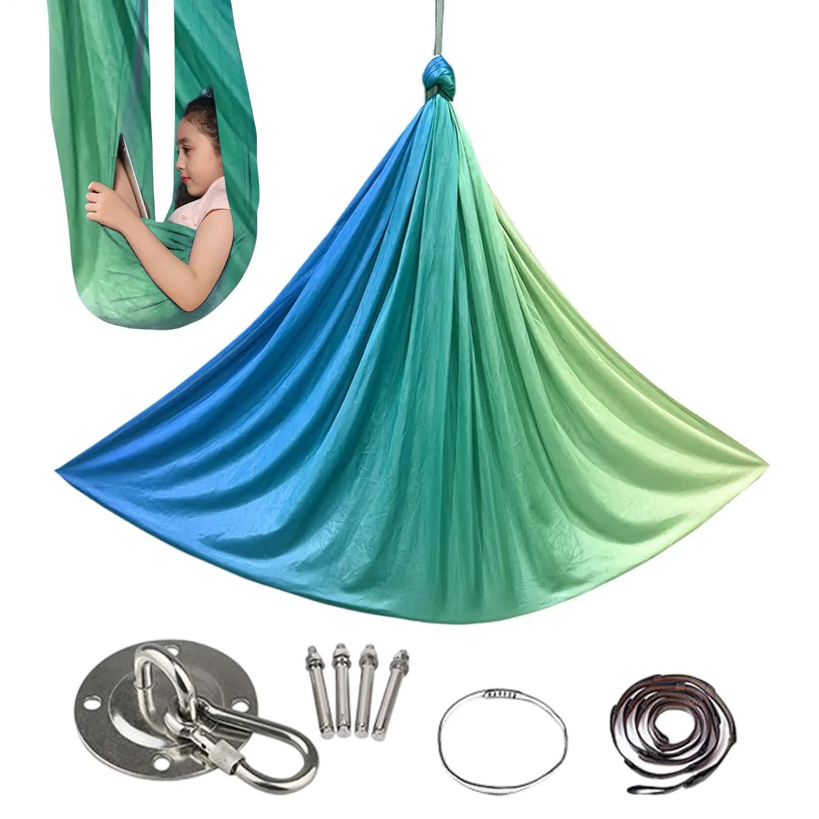 Ensemble de hamac de Yoga, soies aériennes, balançoires sensorielles pour enfants, Fitness, extensib