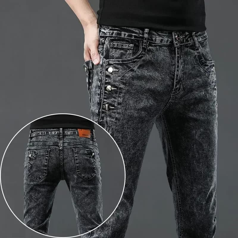 Jean Vintage pour hommes, pantalon crayon droit extensible, mode coréenne, lavage flocon de neige, c