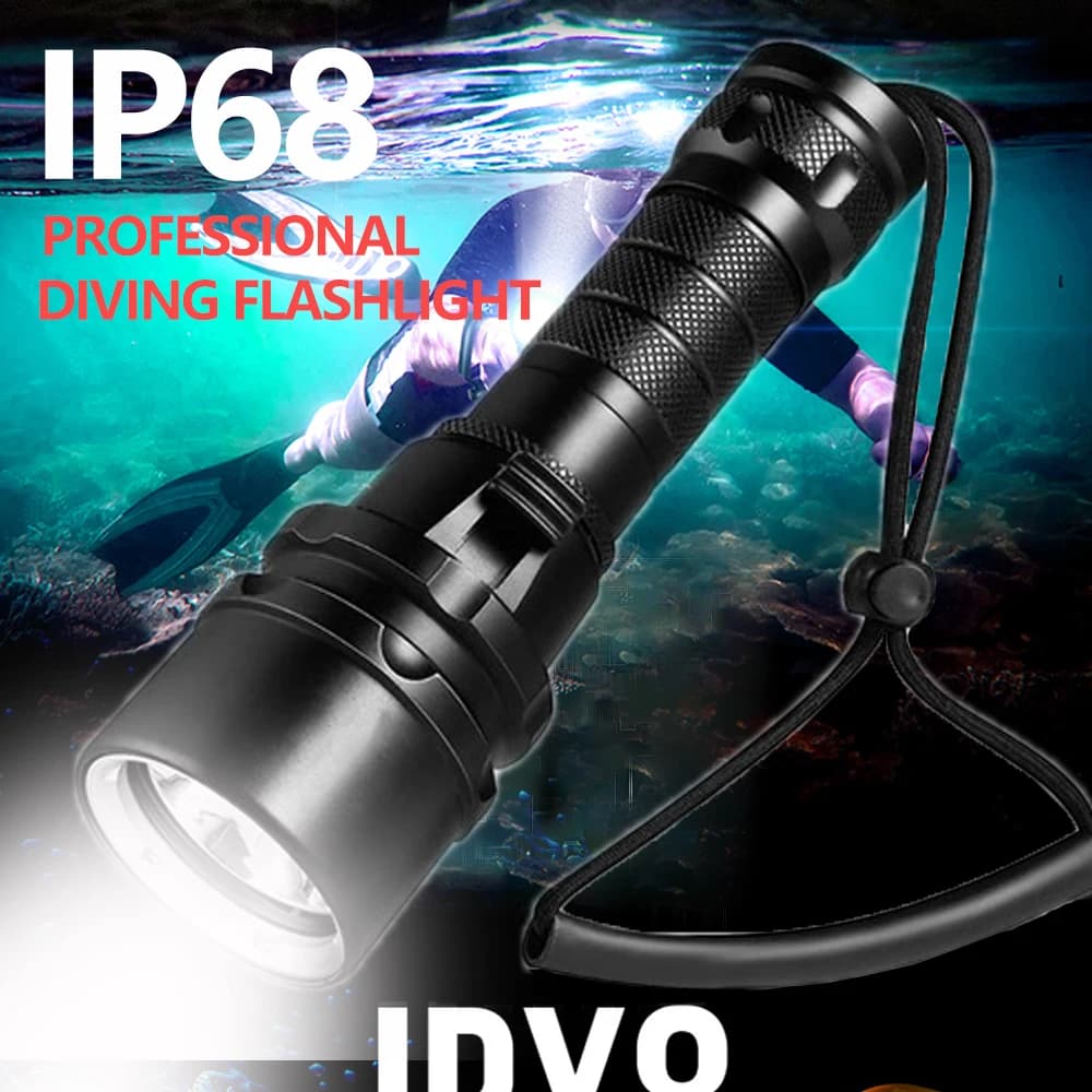 Lampe de poche de plongée haute puissance IP68, étanche le plus élevé, lampe de plongée professionne