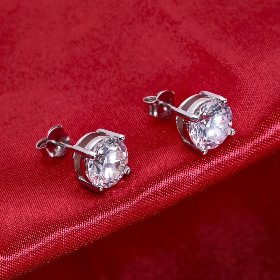 Boucles d'oreilles en argent Sterling 100% Moissanite pour femmes, 0.5-2 Carat, 8.0mm, couleur D, bi