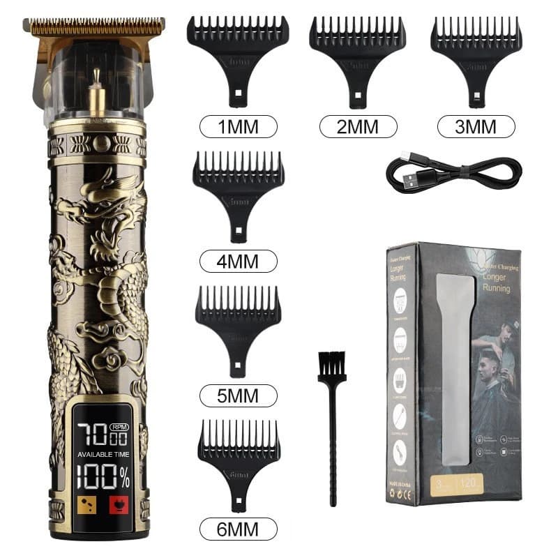 Tondeuse à cheveux électrique professionnelle pour hommes, affichage LCD, tondeuse à lame en T, sans