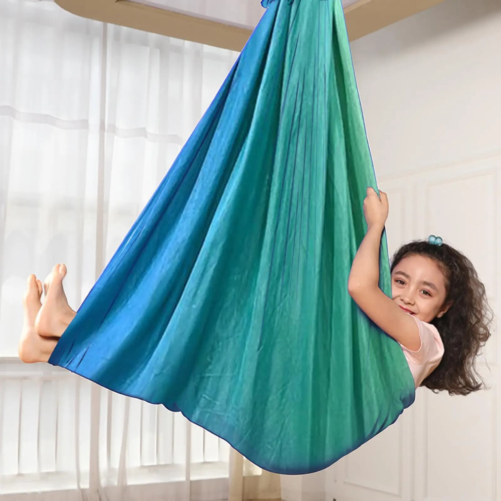 Ensemble de hamac de Yoga, soies aériennes, balançoires sensorielles pour enfants, Fitness, extensib