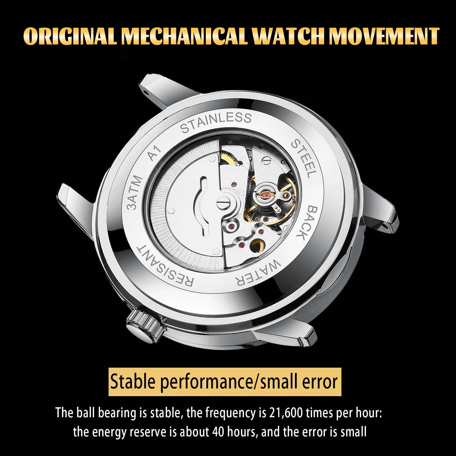 Dianpai montre mécanique entièrement automatique pour hommes d'affaires Simple calendrier en acier i