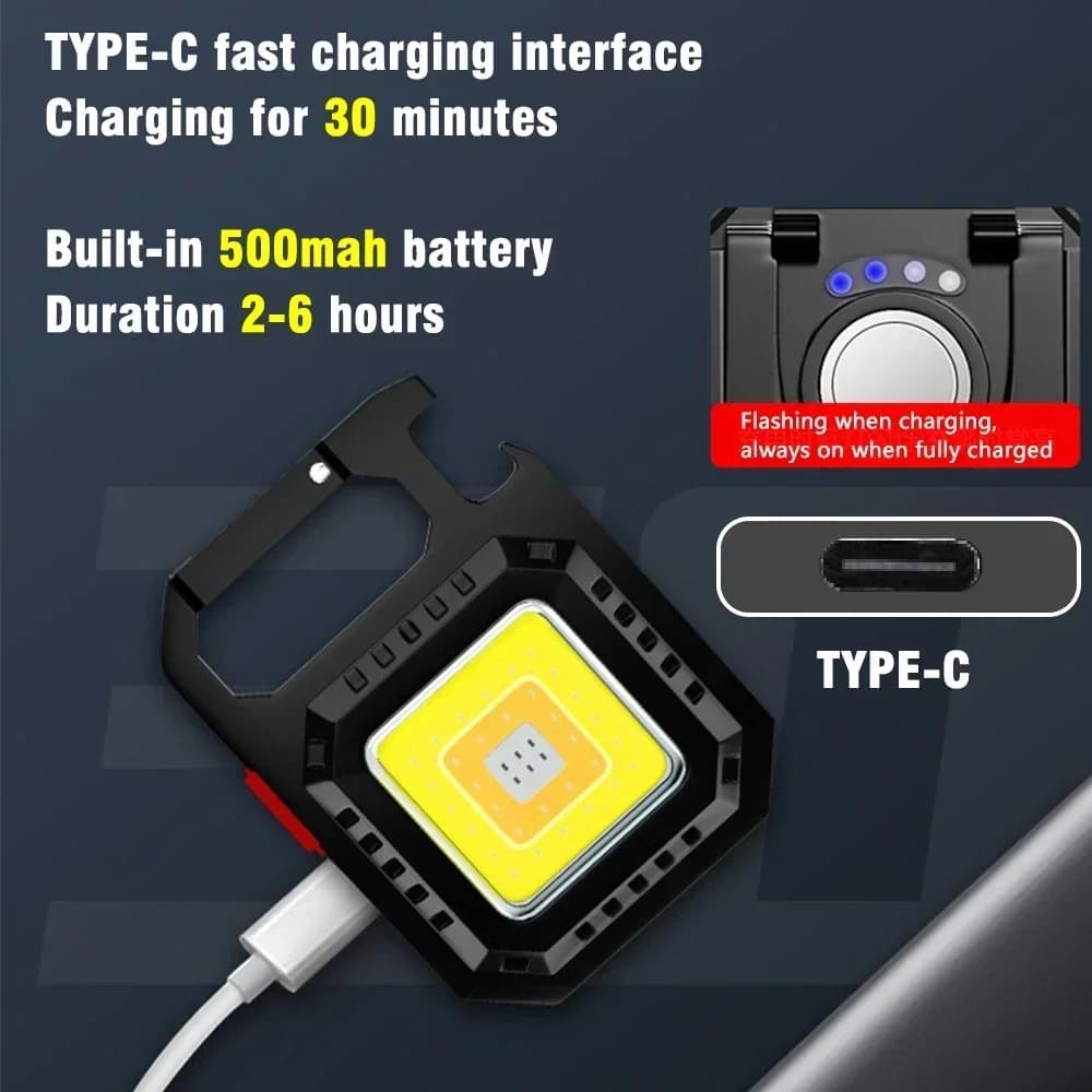 30 pièces Mini porte-clés LED lampe de poche multifonctionnelle Portable poche COB Camping lumière U