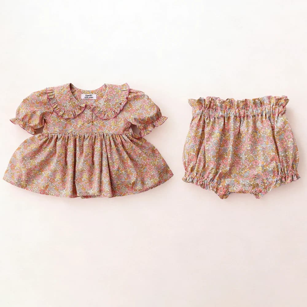 Ensemble de vêtements pour bébé fille, 2 pièces, été, coton floral, costume pour petite fille de 0 à