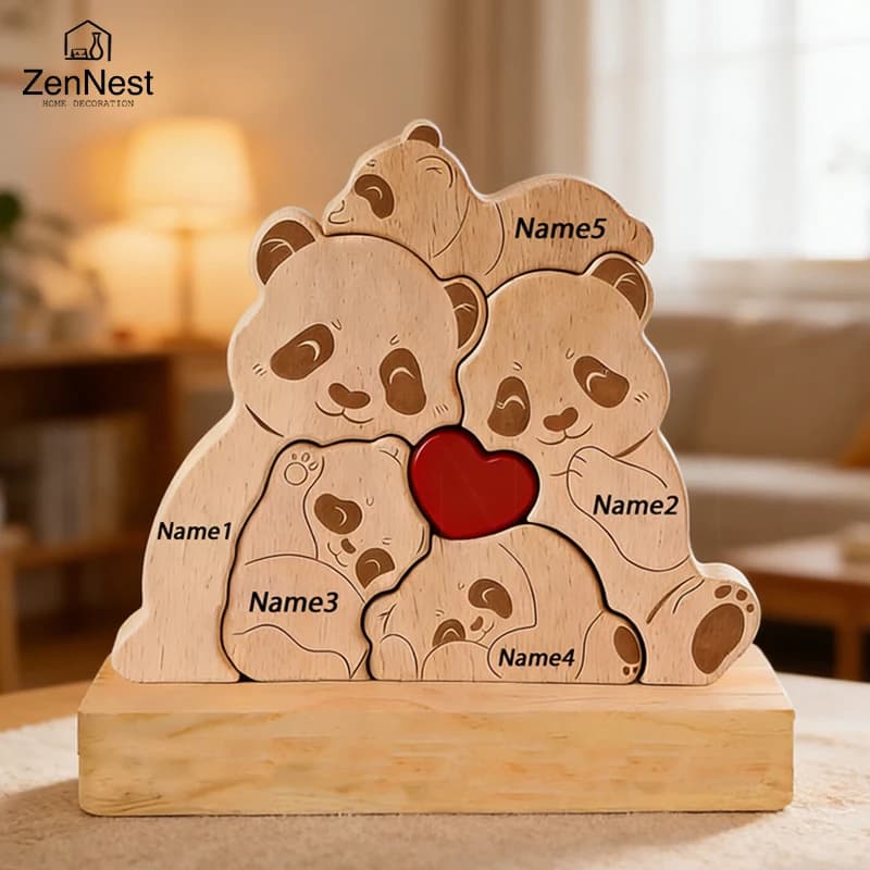 Puzzle en bois personnalisé en forme d'ours, décoration d'intérieur, nom personnalisé, peut contenir