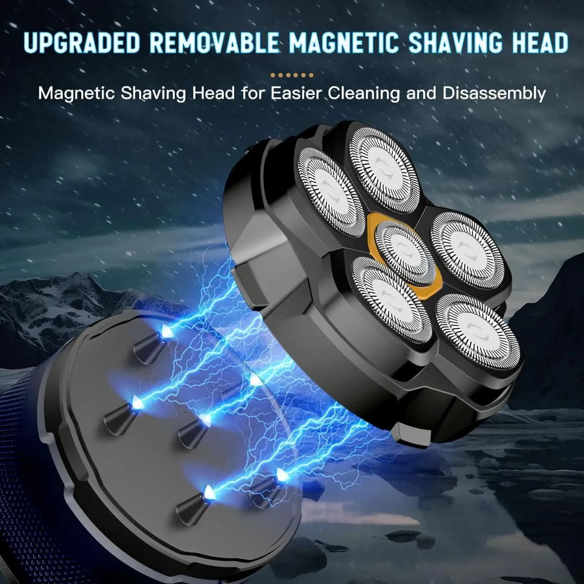 Rasoirs électriques pour hommes chauve, rasoir magnétique 6D, tondeuse à cheveux, Rechargeable par U